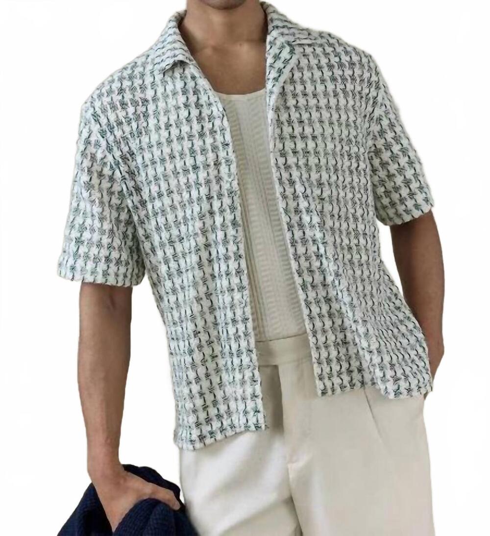 NEW PERCIVAL freddie crochet boxy shirt in green